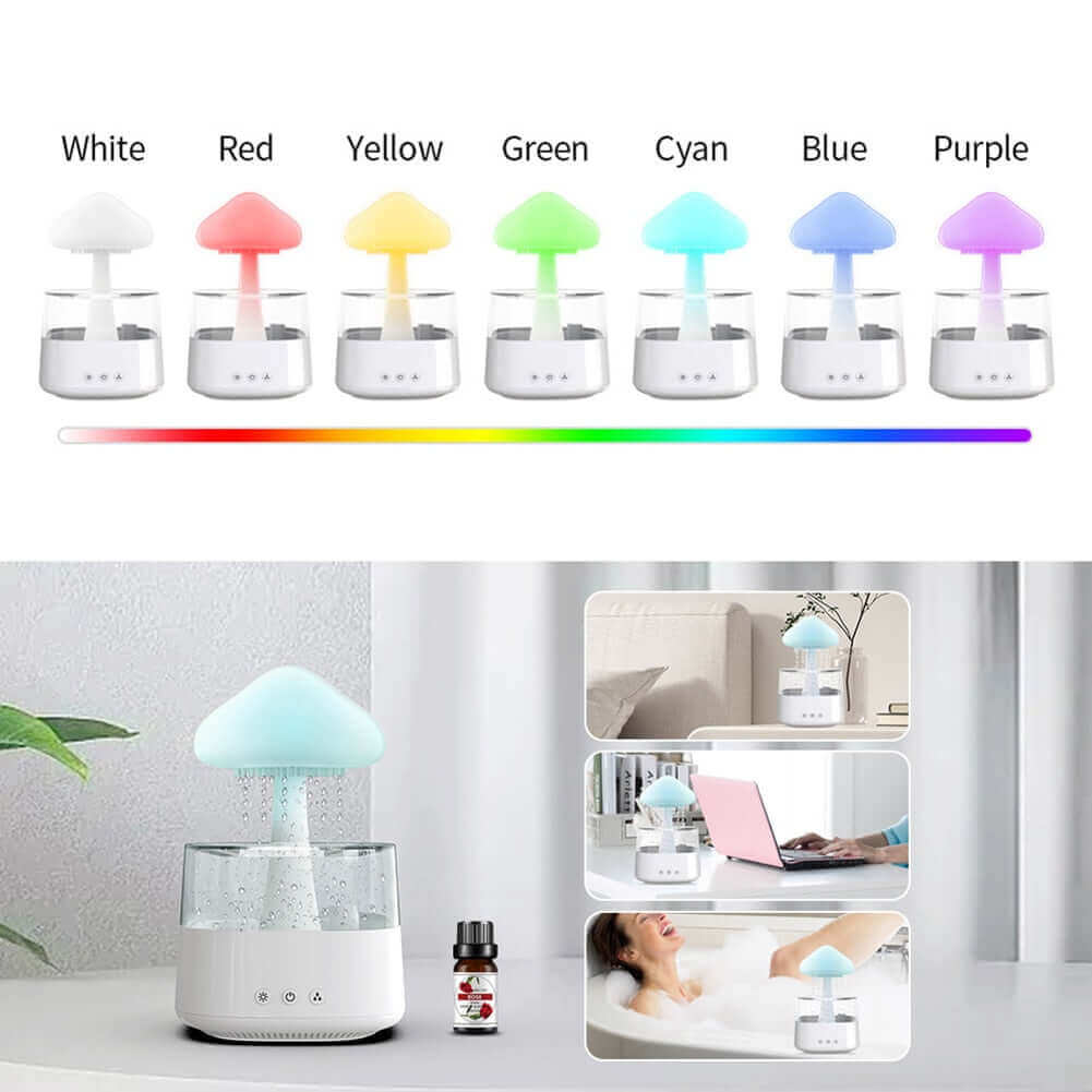 Mushroom Rain Air Humidifier Multicolor Aroma Diffuser