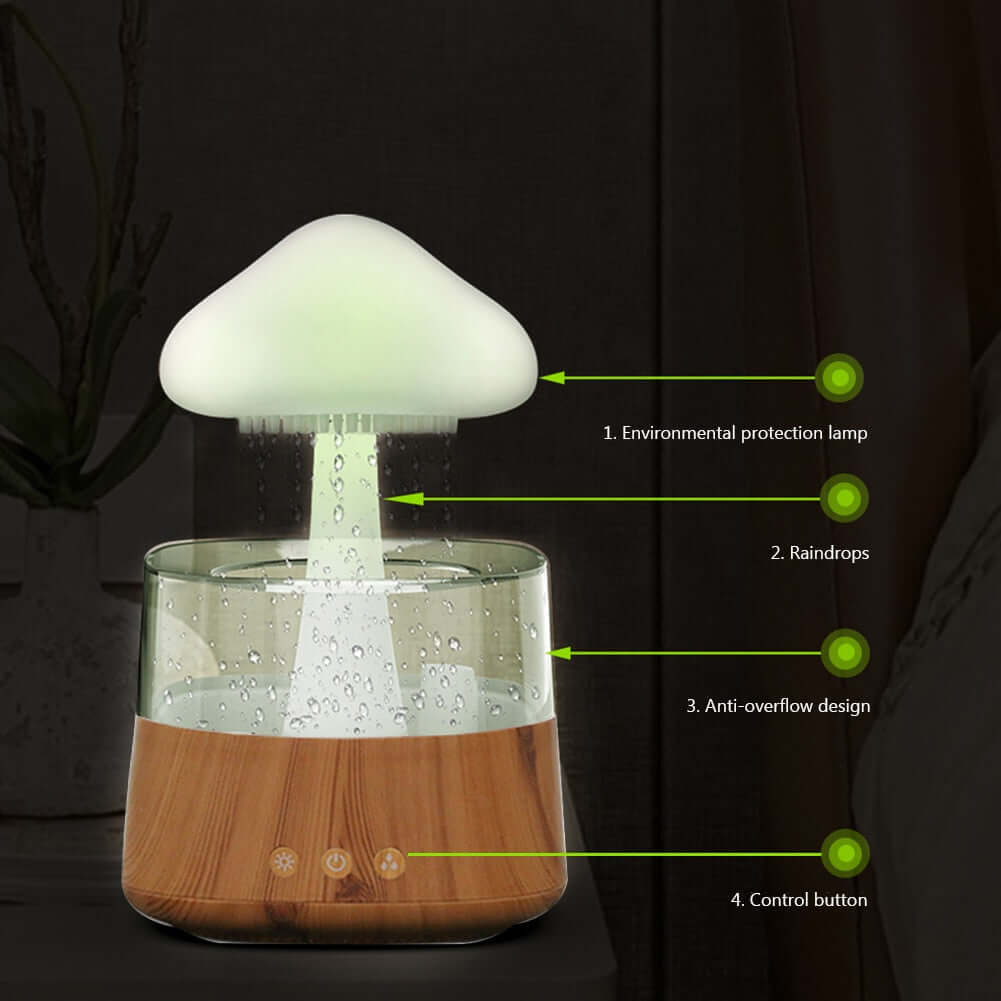 Mushroom Rain Air Humidifier Multicolor Aroma Diffuser