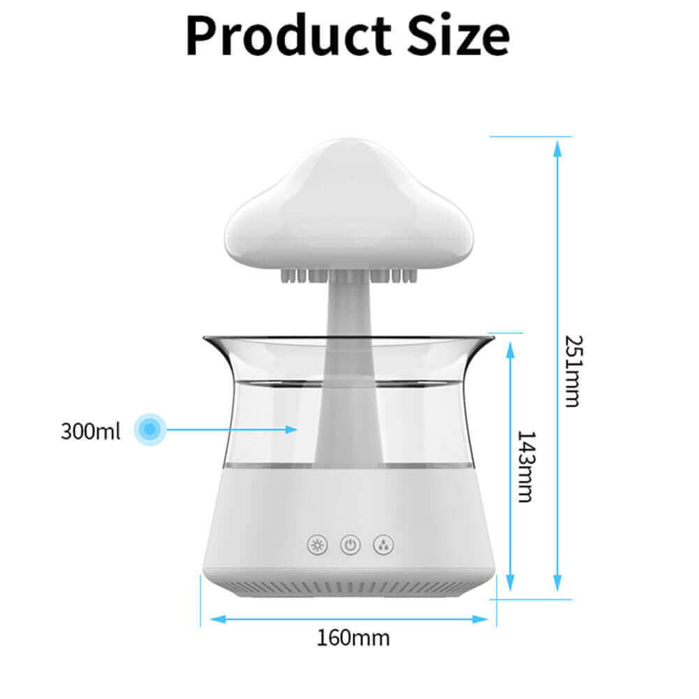 Mushroom Rain Humidifier size